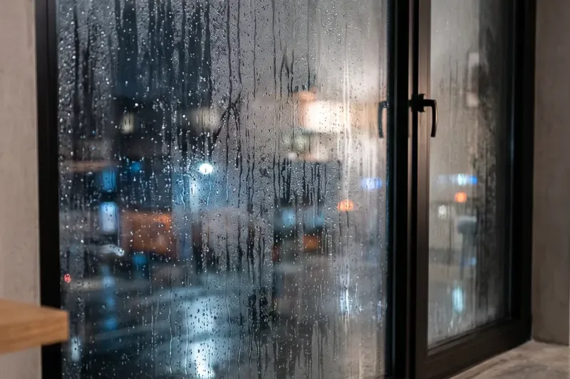 Ventana empañada con condensación